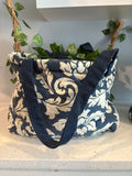 Blue/White Print Tote w/ jean Handles