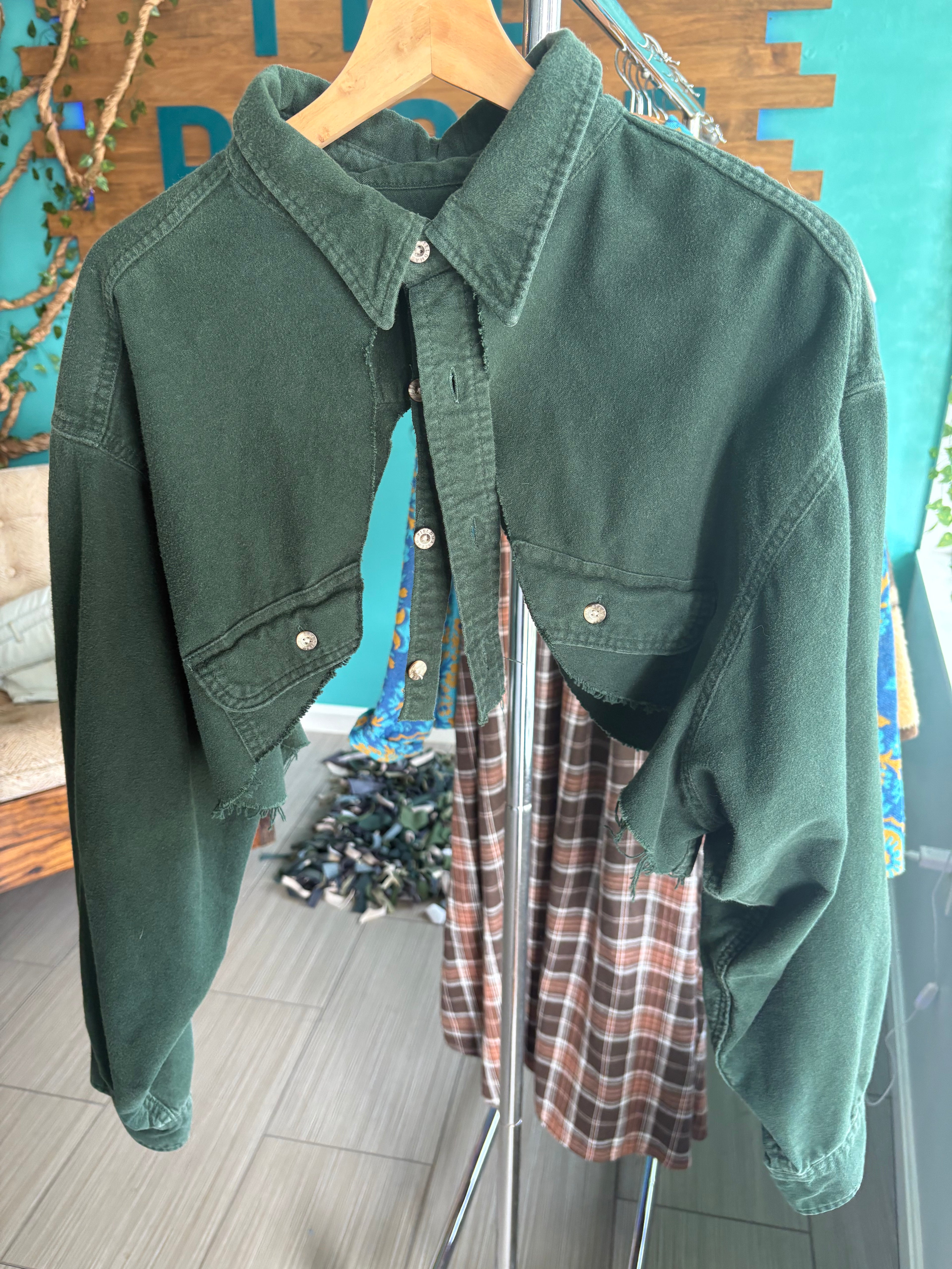 Reworked Green Button Up