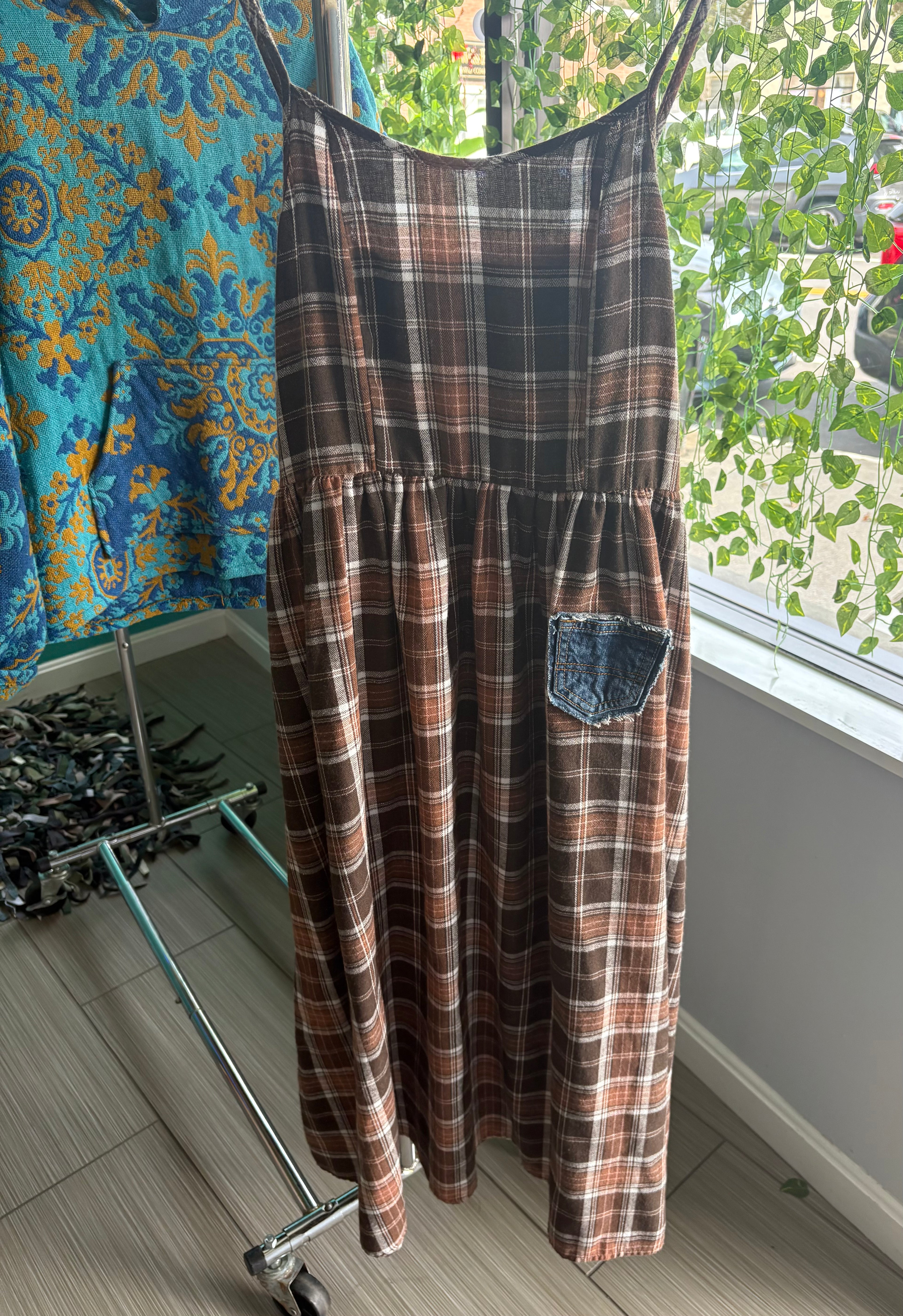Reworked plaid dress