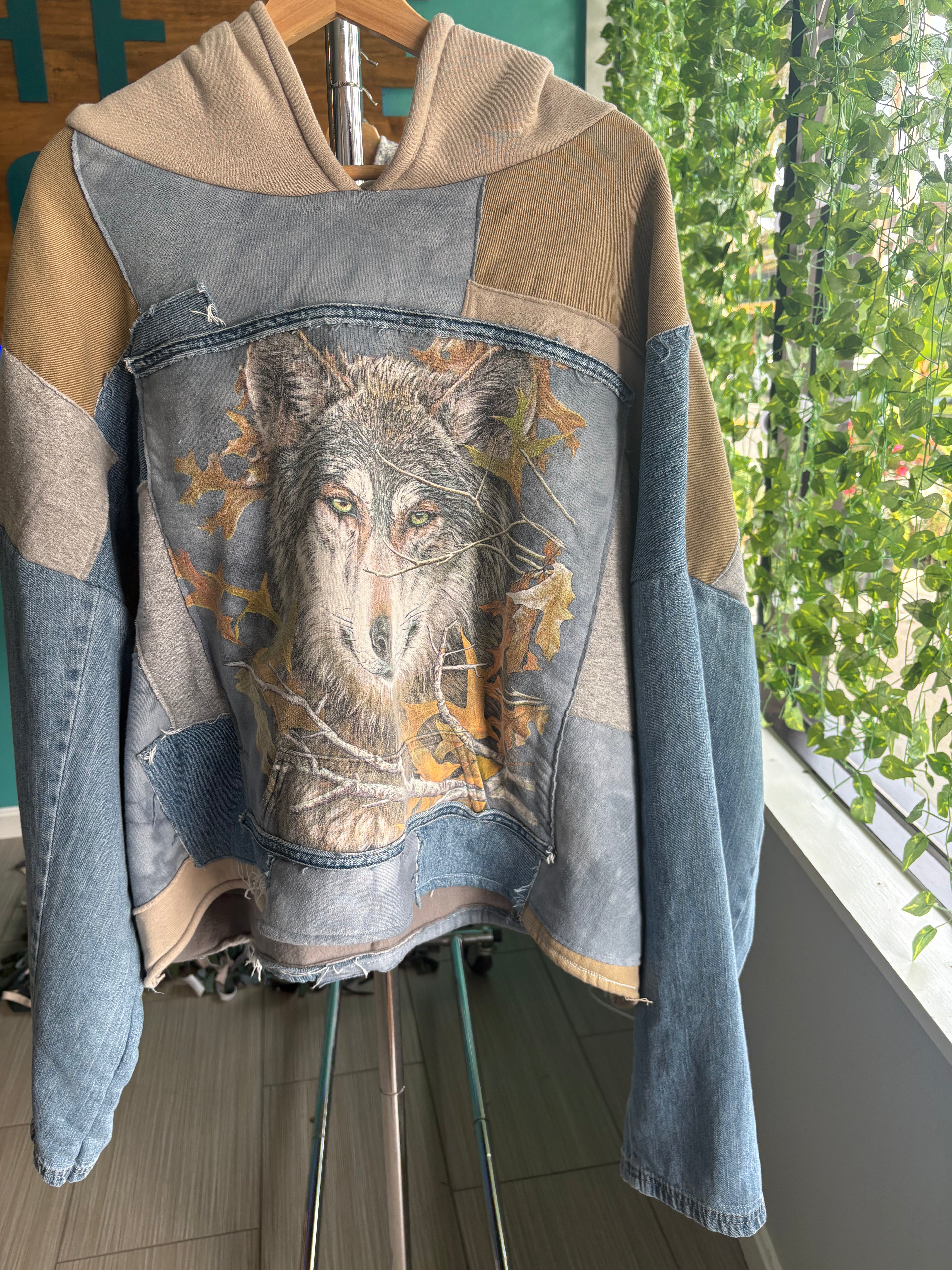 Wolf Patchwork Hoodie