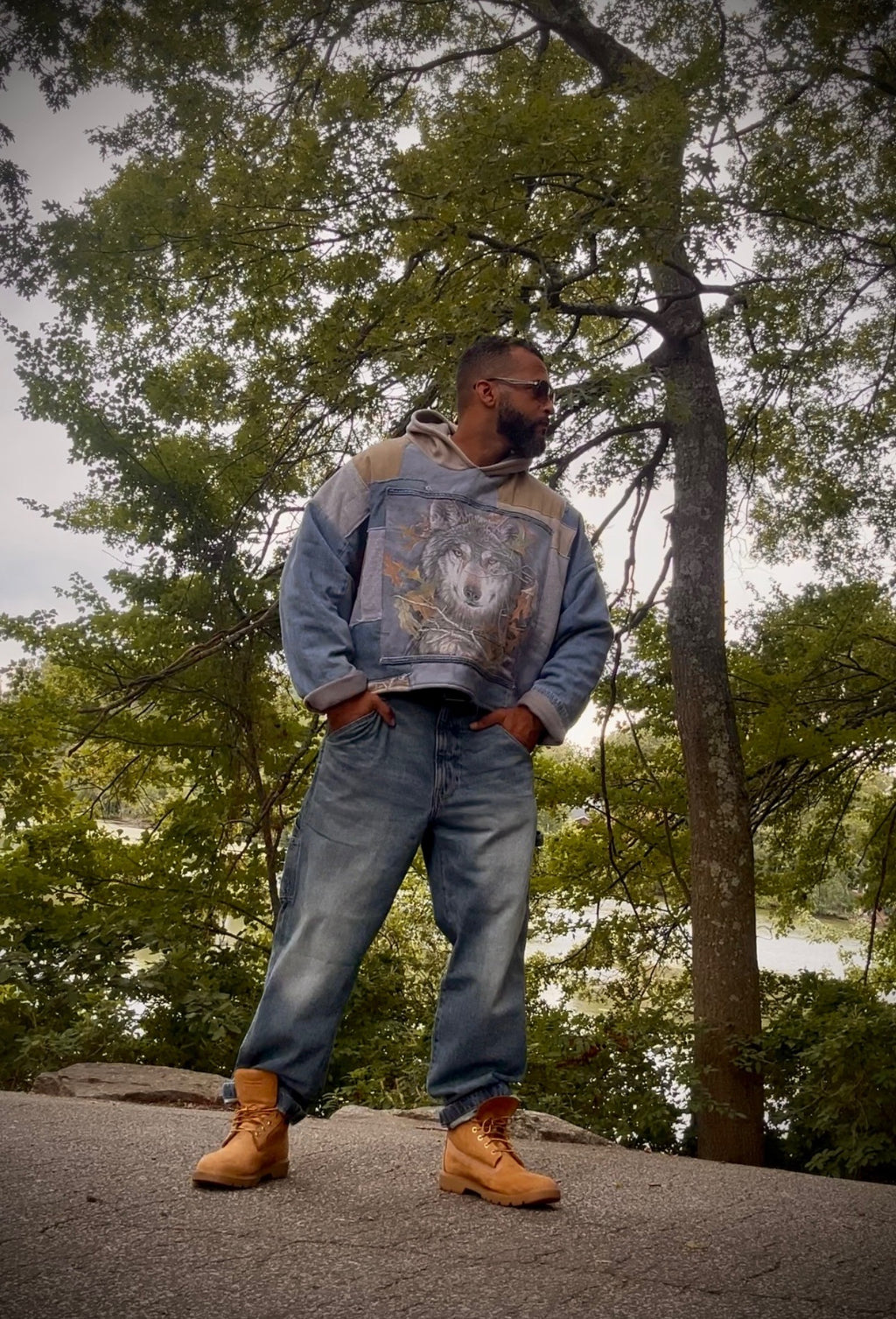 Wolf Patchwork Hoodie