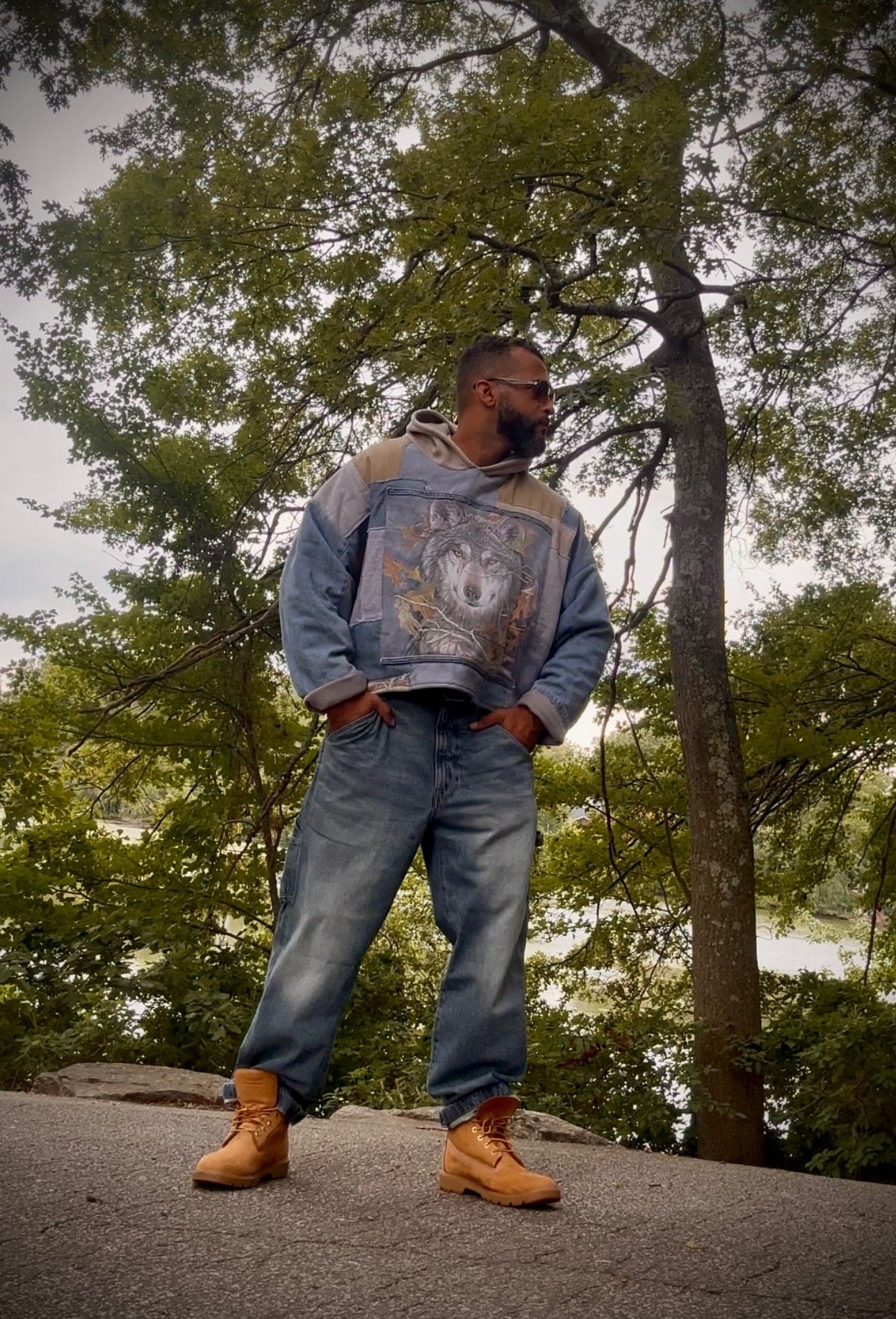 Wolf Patchwork Hoodie